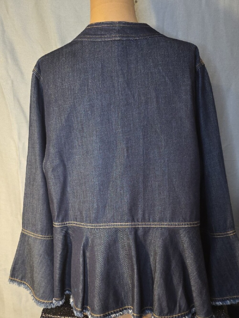 Tommy Bahama Dark Blue Denim Peplum Jacket - Picture 3 of 4